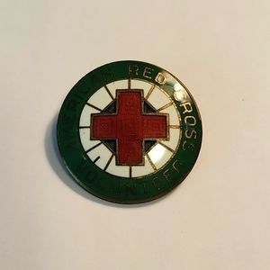 Vintage WW11 Sterling Siler, enamel  Red Cross Volunteer pin ,